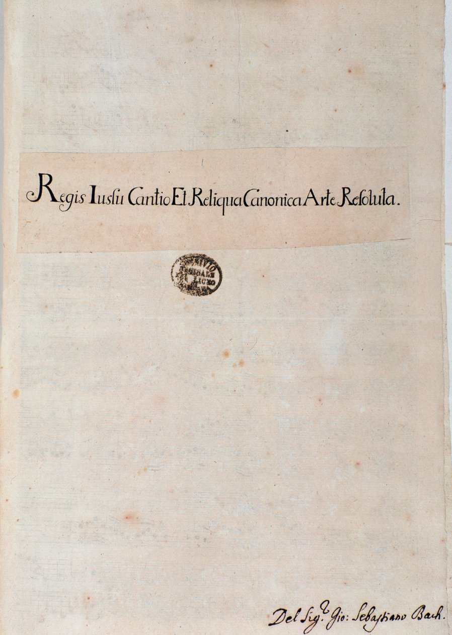 Page de Regis Iussu Cantio Et Reliqua Canonica Arte Resoluta par Johann Sebastian Bach - Unknown artist