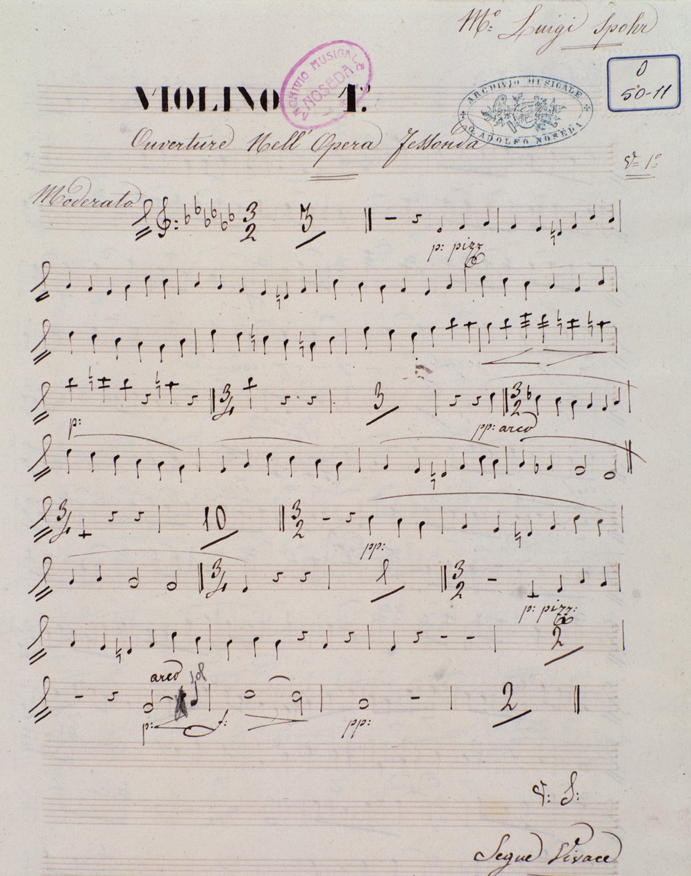 Page de la partition pour premier violon dans l