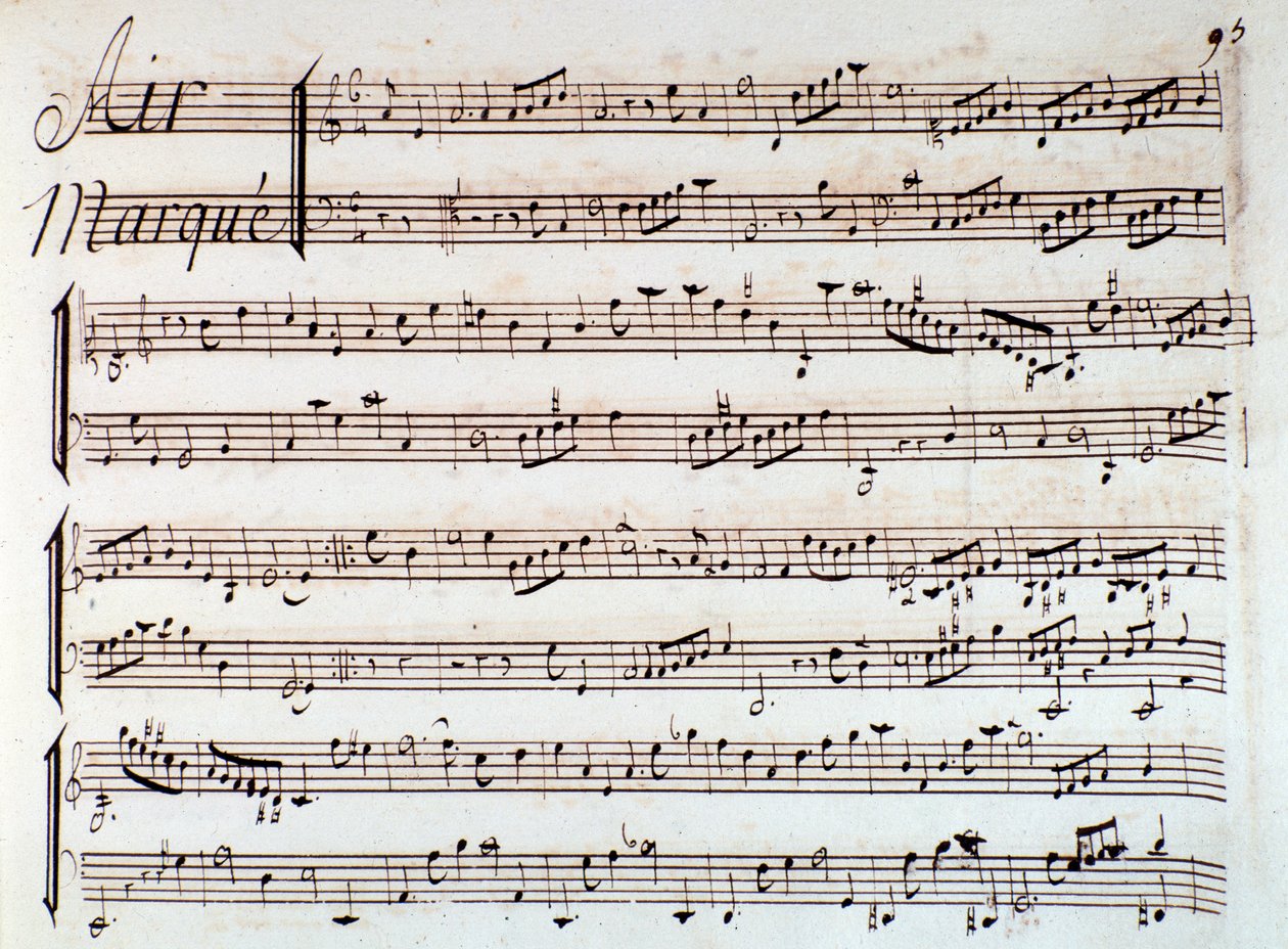 Page de partition musicale de Castor et Pollux, tragédie lyrique par Rameau (1737) - Unknown artist