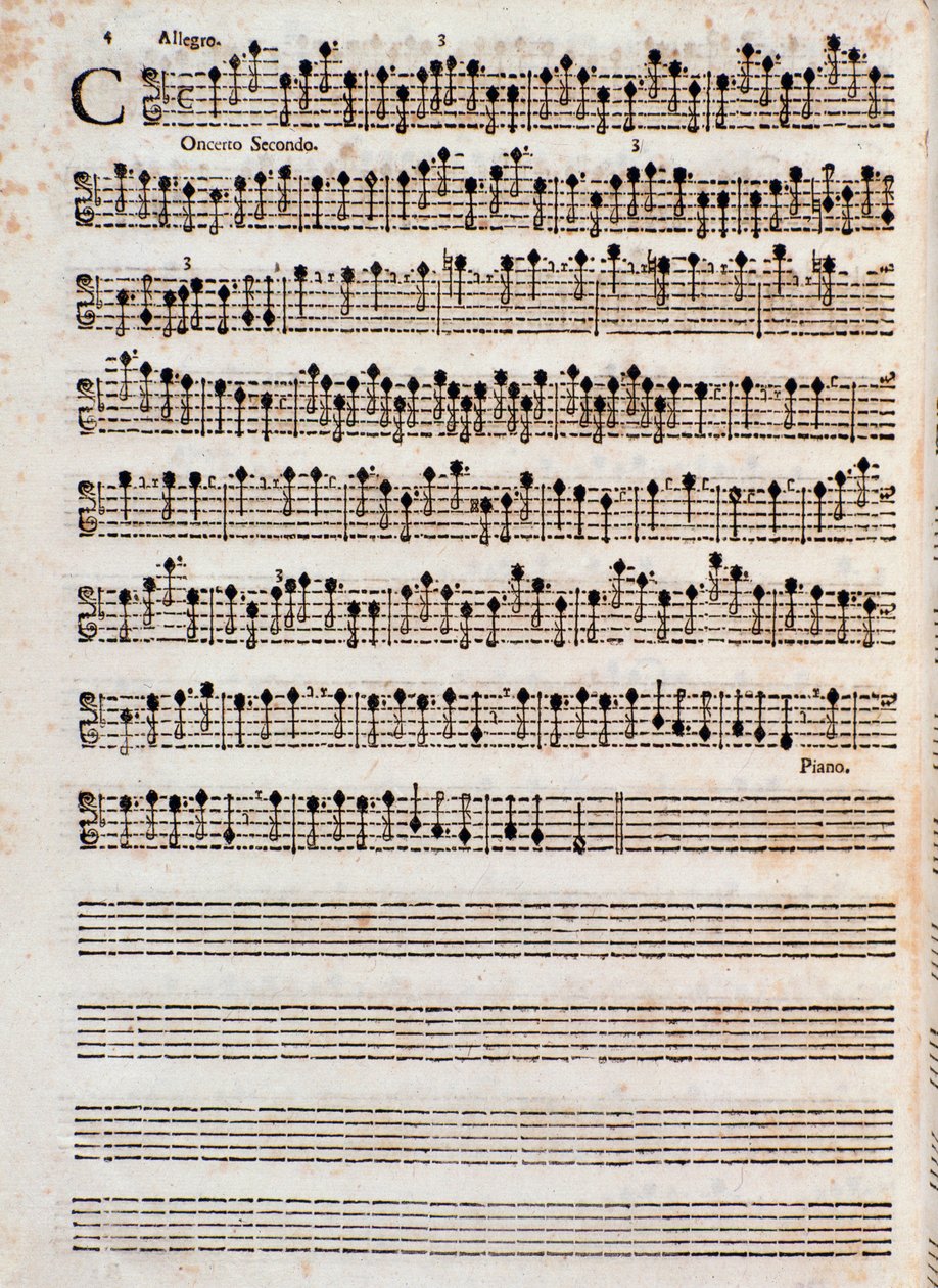 Page de la partition musicale de "Concerti a cinque, Op. 5" de Tomaso Albinoni - Unknown artist