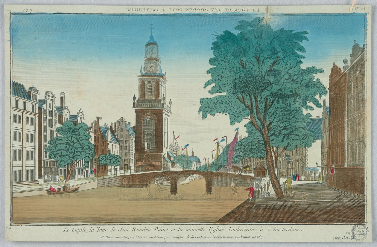 Théâtre de marionnettes, Le Cingle, la Tour de Jan-Rooden-Poort, et la Nouvelle Église Luthérienne, à Amsterdam, No. 15 - Unknown artist