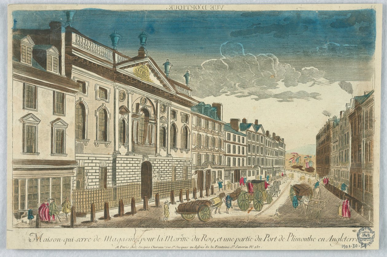Peep-show, Maison Quiserie de Magasins, pour la Marine du Roy, et une partie du Port de Plimouthe en Angleterre - Unknown artist