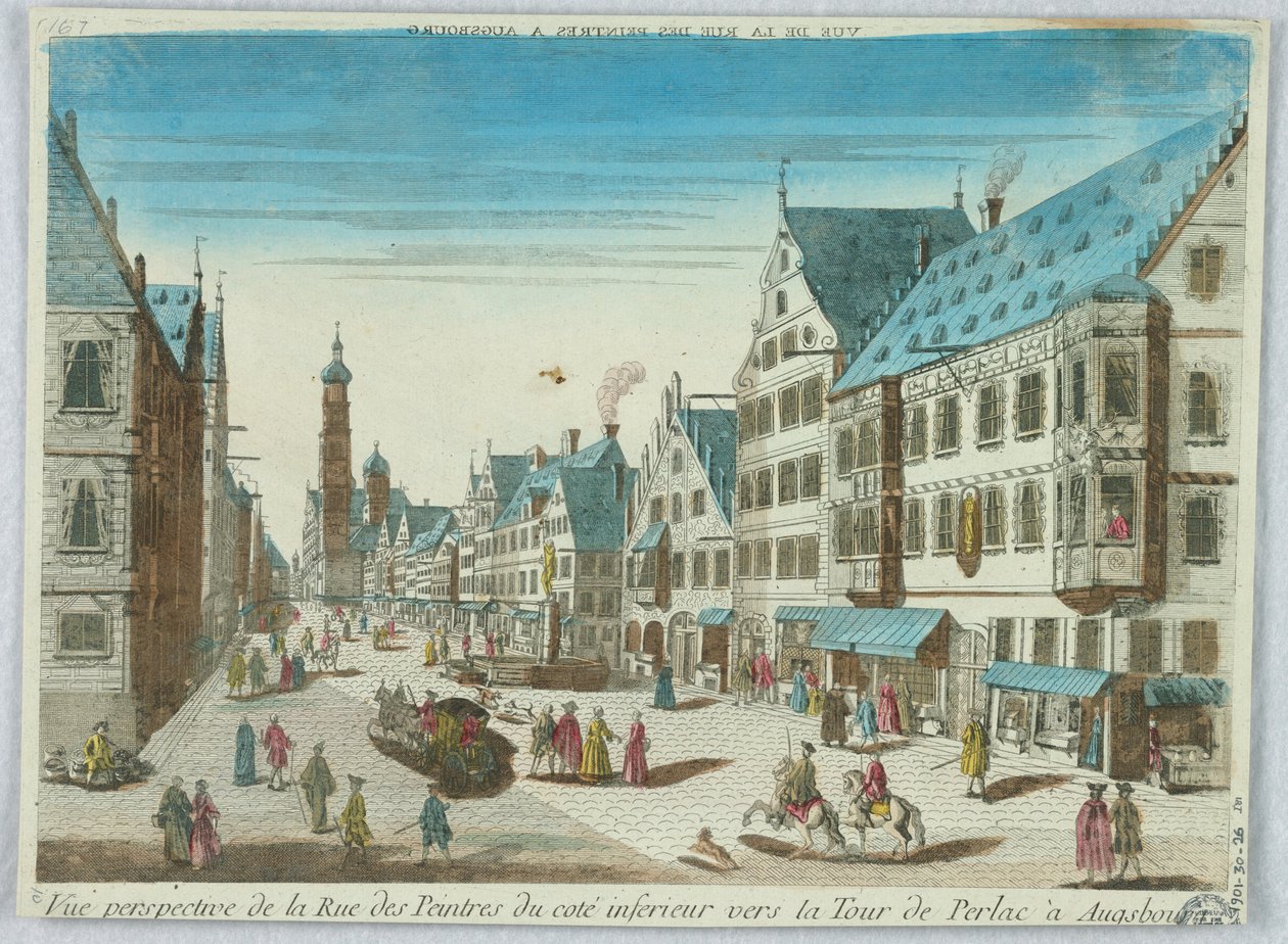 Peep-show, Vue Perspective de la Rue des Peintres du Côté Inférieur Vers la Tour de Perlac à Augsbourg - Unknown artist