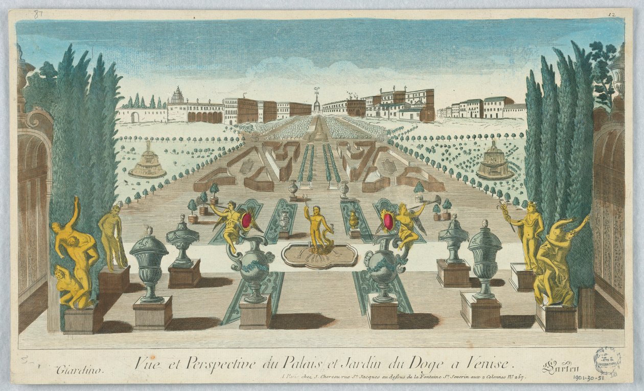 Vue et Perspective du Palais et Jardin du Doge à Venise - Unknown artist