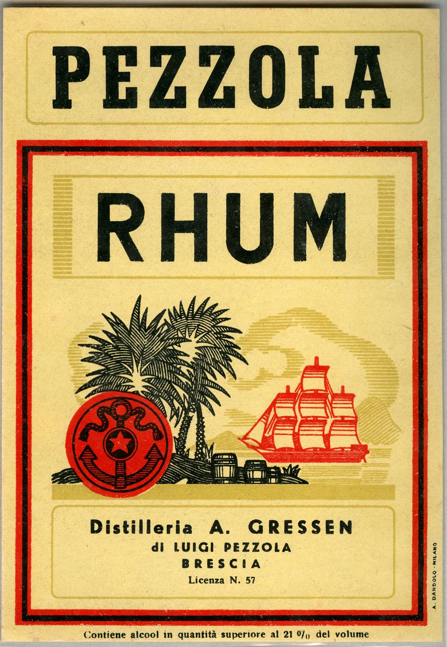 Publicité pour le rhum Pezzola (Chromolithographie fin 19ème siècle) - Unknown artist