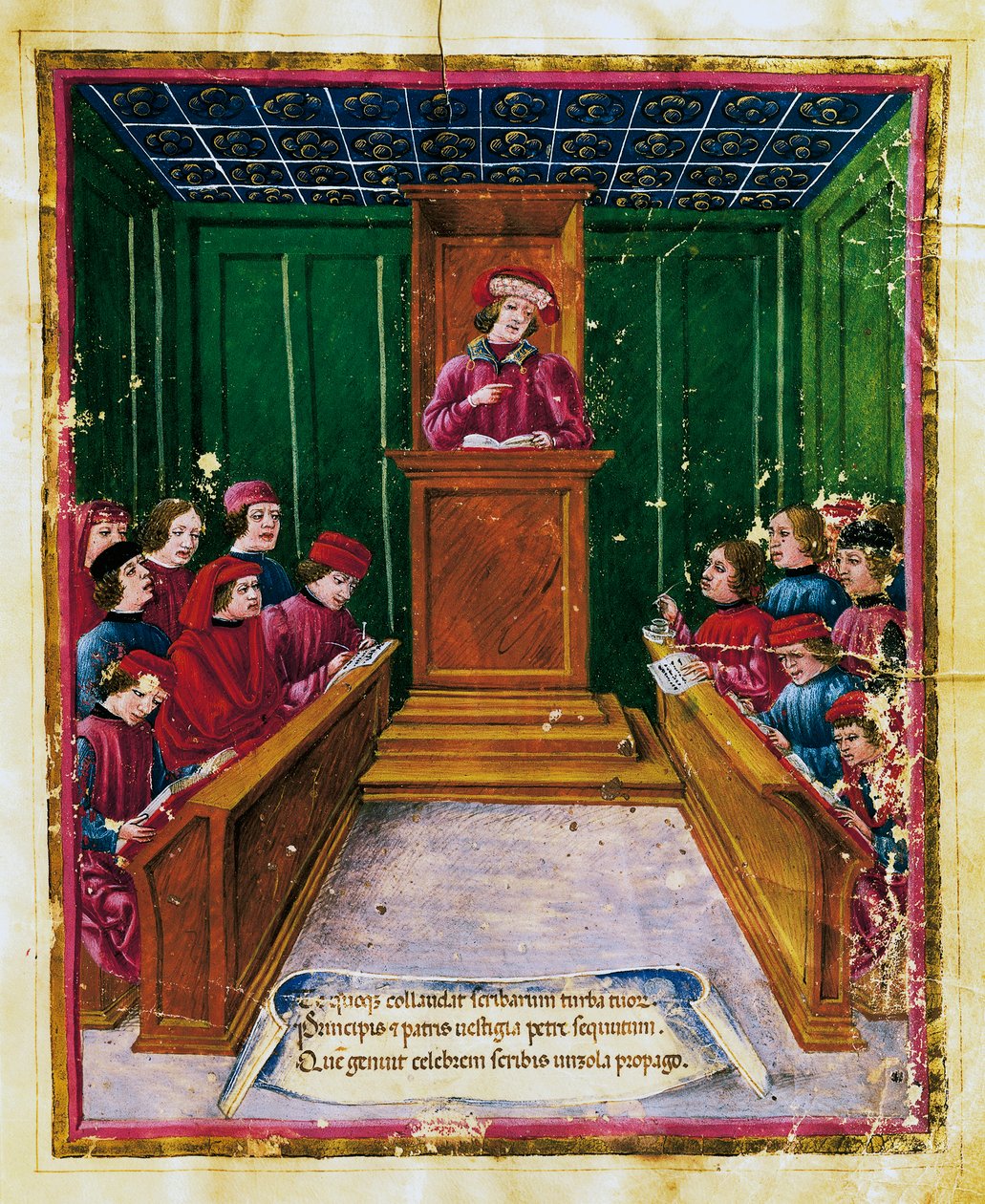 Pietro da Unzola donnant une conférence de droit à l