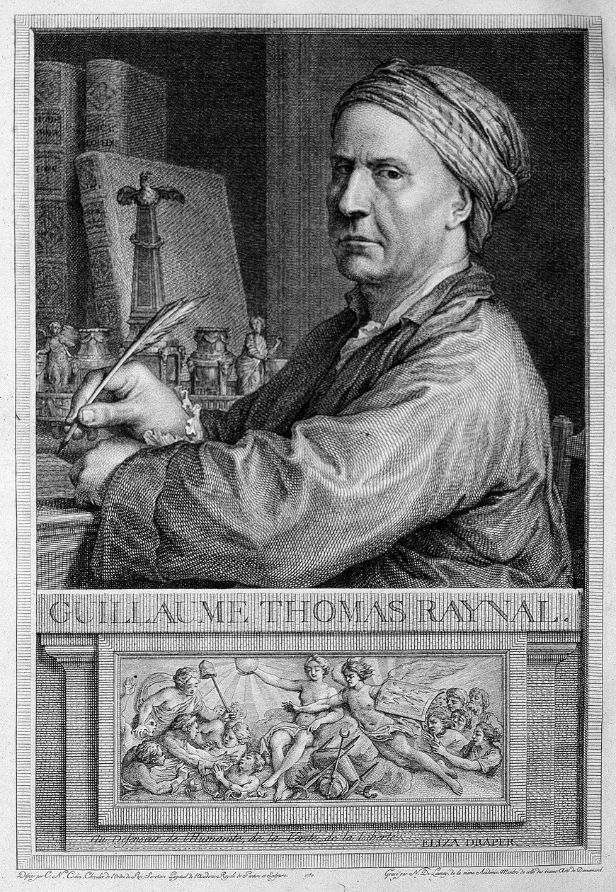 Portrait en frontispice de Raynal - dans « Histoire philosophique et politique des établissements et du commerce des Européens dans les deux Indes » par Guillaume Thomas Raynal. - Unknown artist