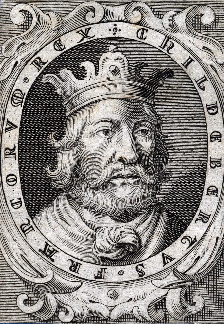 Portrait de Childebert Ier (v. 495-558) roi de Paris gravure du 18e siècle - Unknown artist