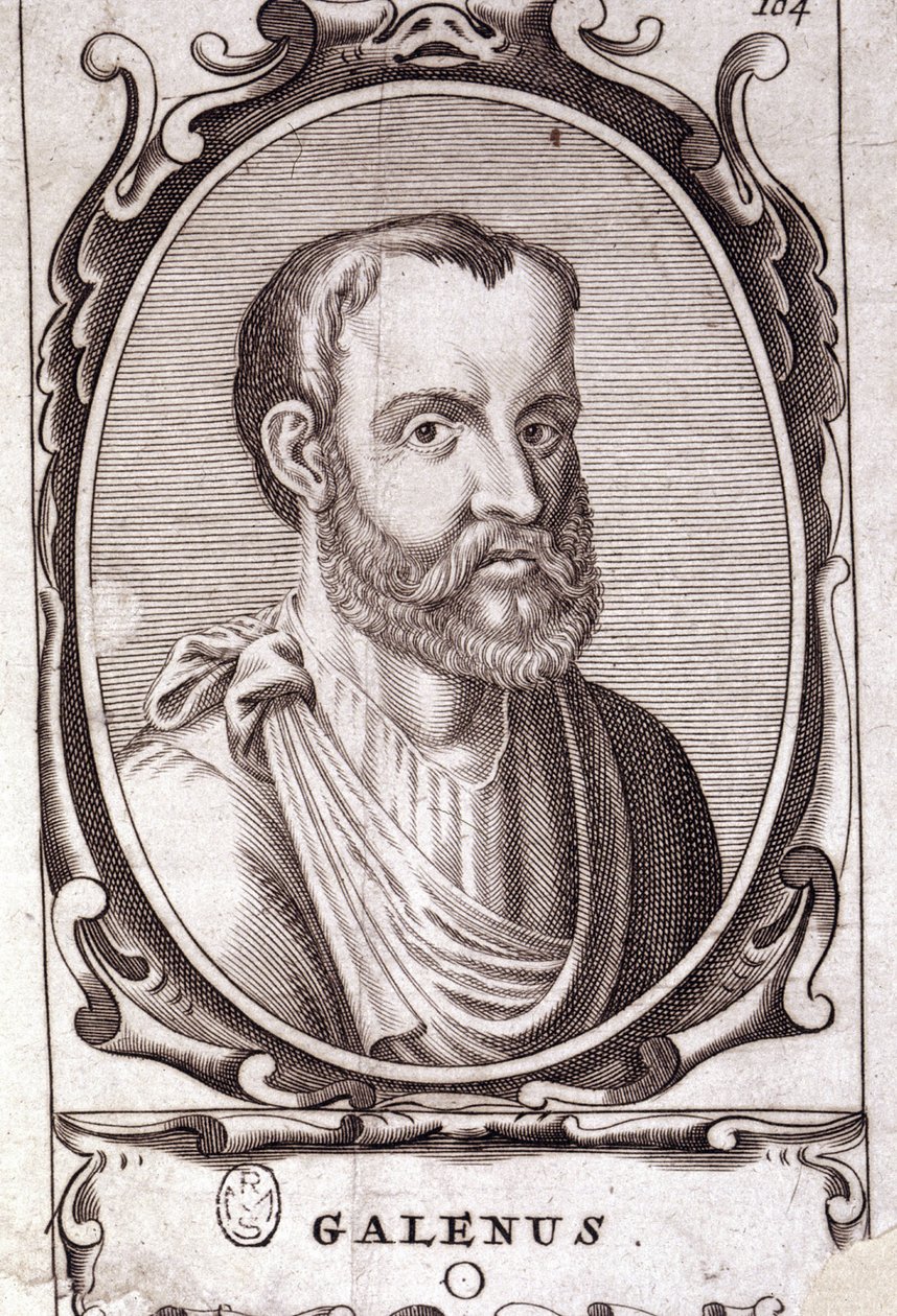 Portrait de Claude Galien (Klaudios Galenos ou Claudio Galeno ou Claudius Galenus ou Galen, v. 131 - v. 201), médecin grec. Gravure du 18ème siècle - Unknown artist