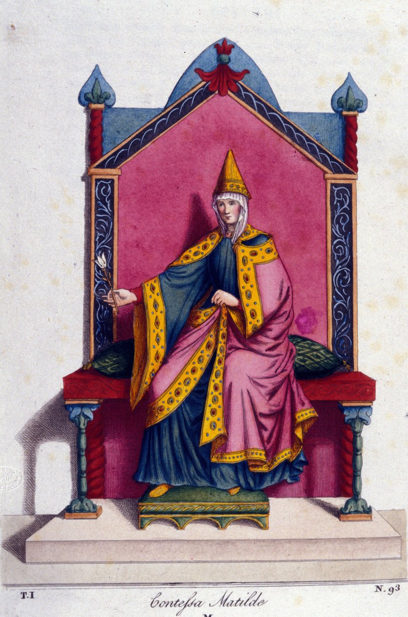 Portrait de la comtesse Mathilde de Canossa (ou comtesse Mathilde de Toscane) (1046 - 1115). Gravure du 19ème siècle - Unknown artist
