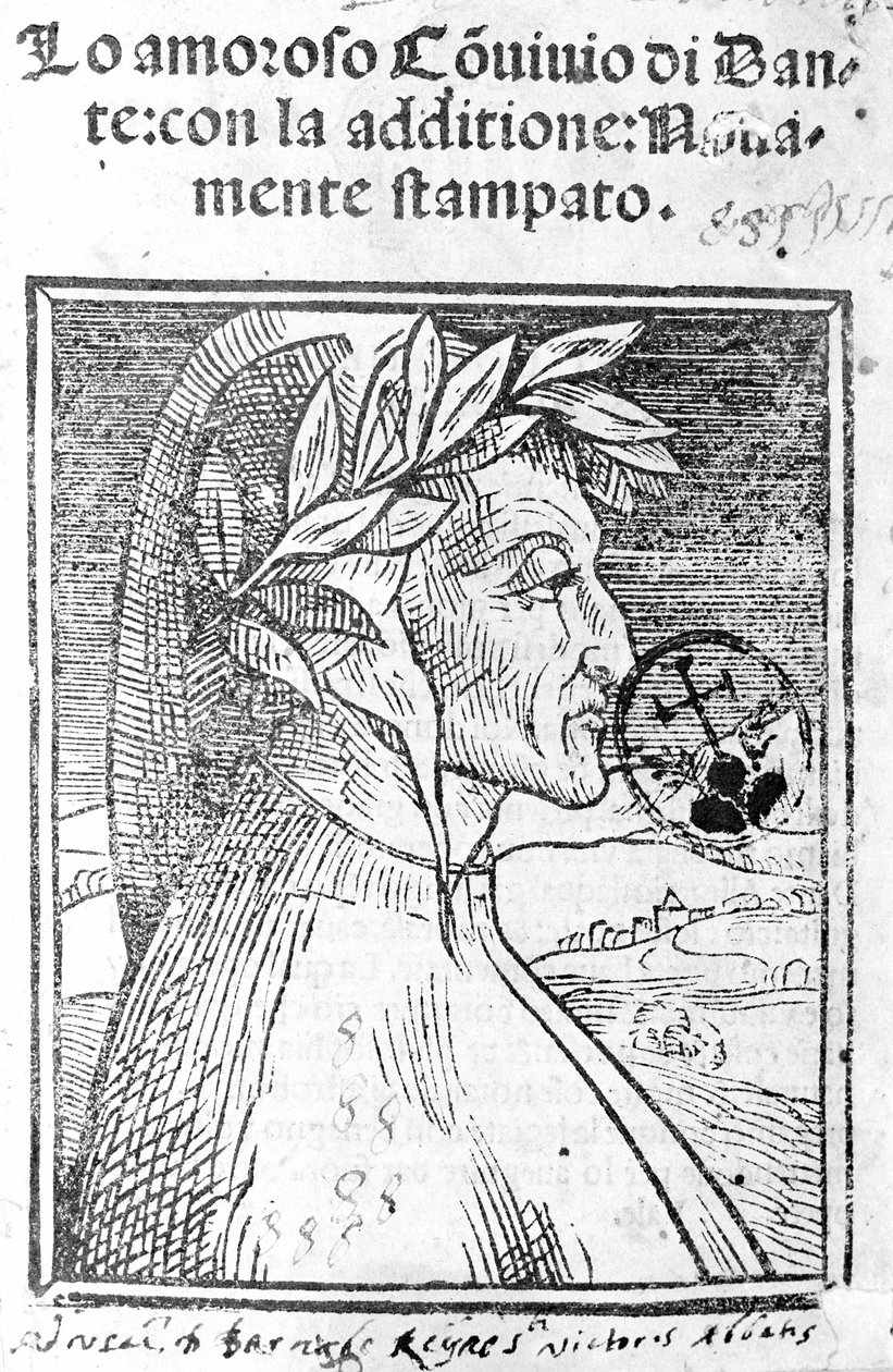 Portrait de Dante Alighieri (1265 - 1321), poète italien. Frontispice de « Il Convivio » - Unknown artist