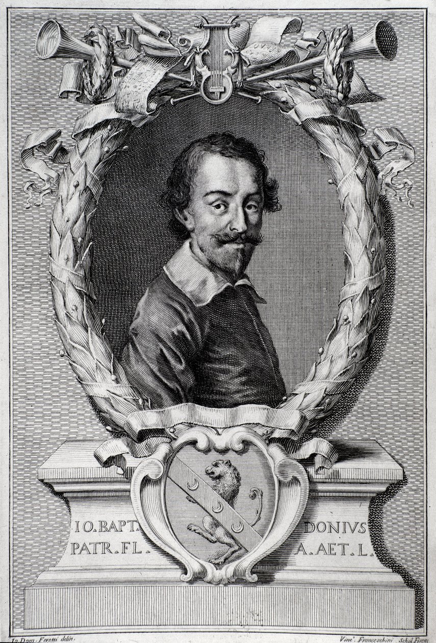 Portrait de Giovanni Battista Doni (1596-1647), musicologue italien (gravure du frontispice de « Lyra Barberin ») - Unknown artist