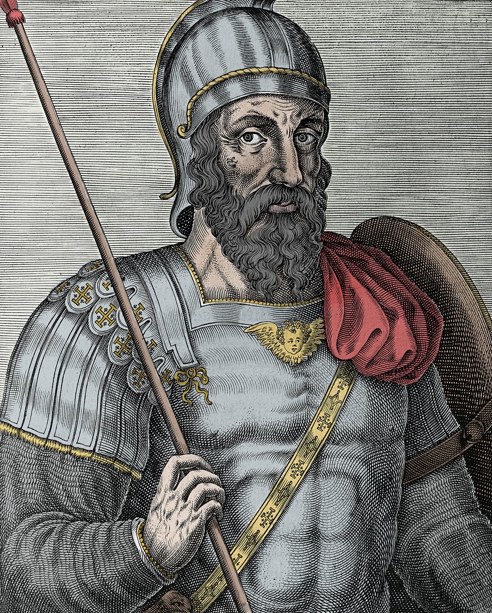Portrait de Godefroy de Bouillon (1040/61-1100), chevalier franc, un des chefs de la Première Croisade - Gravure 16ème siècle - Unknown artist