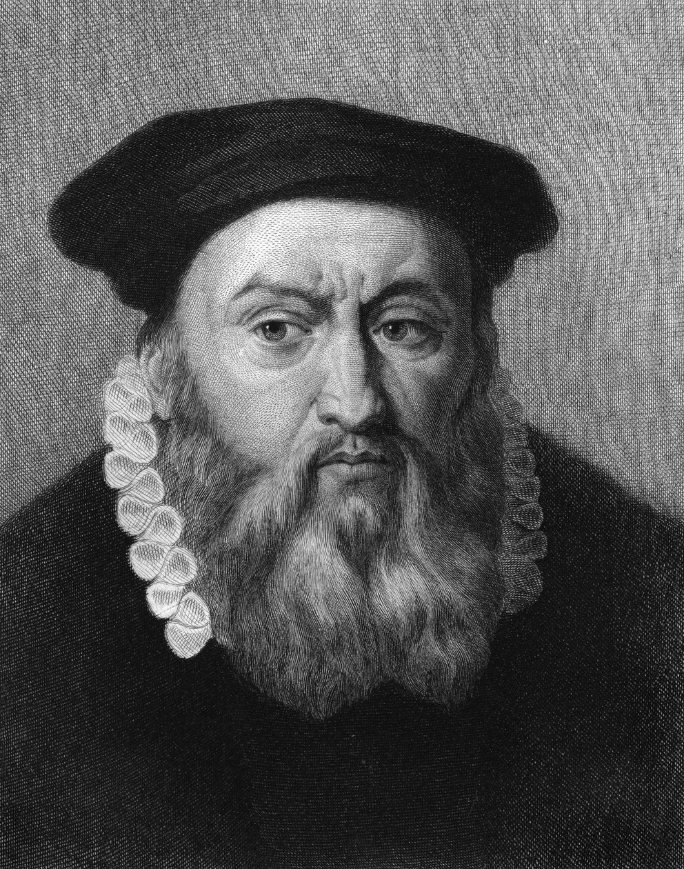 Portrait de Jean Calvin (1509 - 1564), réformateur religieux et écrivain français - dans « Histoire des Français » par Lavallée, gravure, sd. - Unknown artist