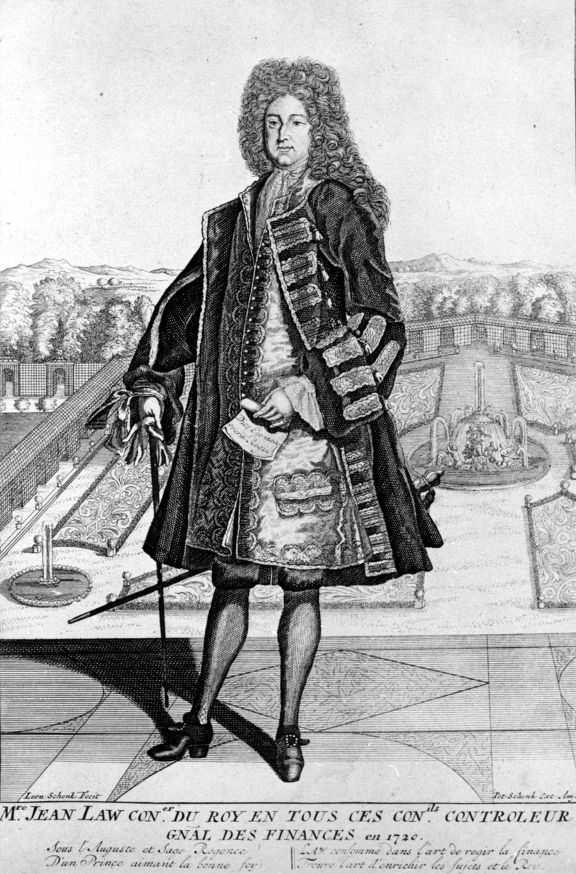 Portrait de John Law (1671 - 1729) à pied, financier écossais qui a causé la faillite en 1720 (Événement de la rue Quincampoix) - Unknown artist