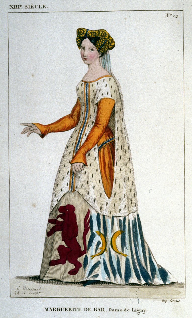 Portrait de Marguerite de Bar, Dame de Ligny (c. 1223 - 1275), gravure de 1830 - Unknown artist