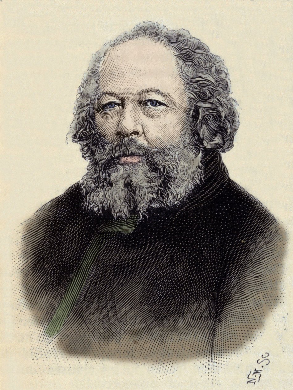 Portrait de Mikhaïl Aleksandrovitch Bakounine (1814-1876), anarchiste russe. - Unknown artist