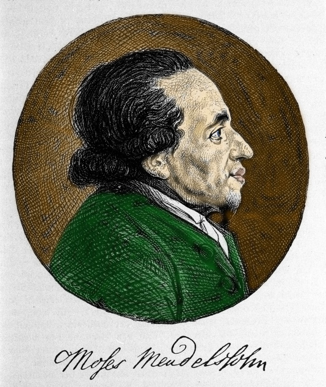 Portrait de Moïse Mendelssohn (1729 - 1786), philosophe et véritable fondateur du judaïsme moderne. Grand-père du musicien Felix Mendelssohn - Unknown artist