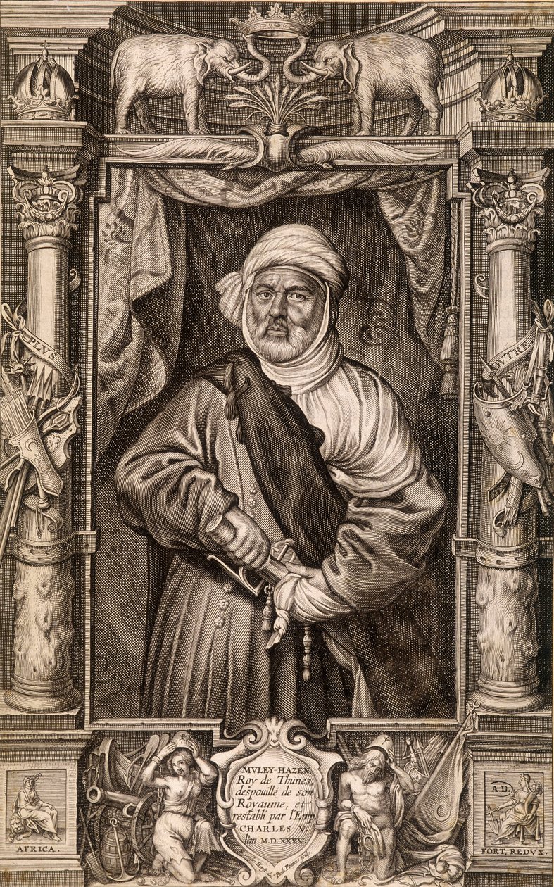 Portrait de Muley Hazen (roi maure), roi de Tunis dépouillé de son royaume et restauré par l