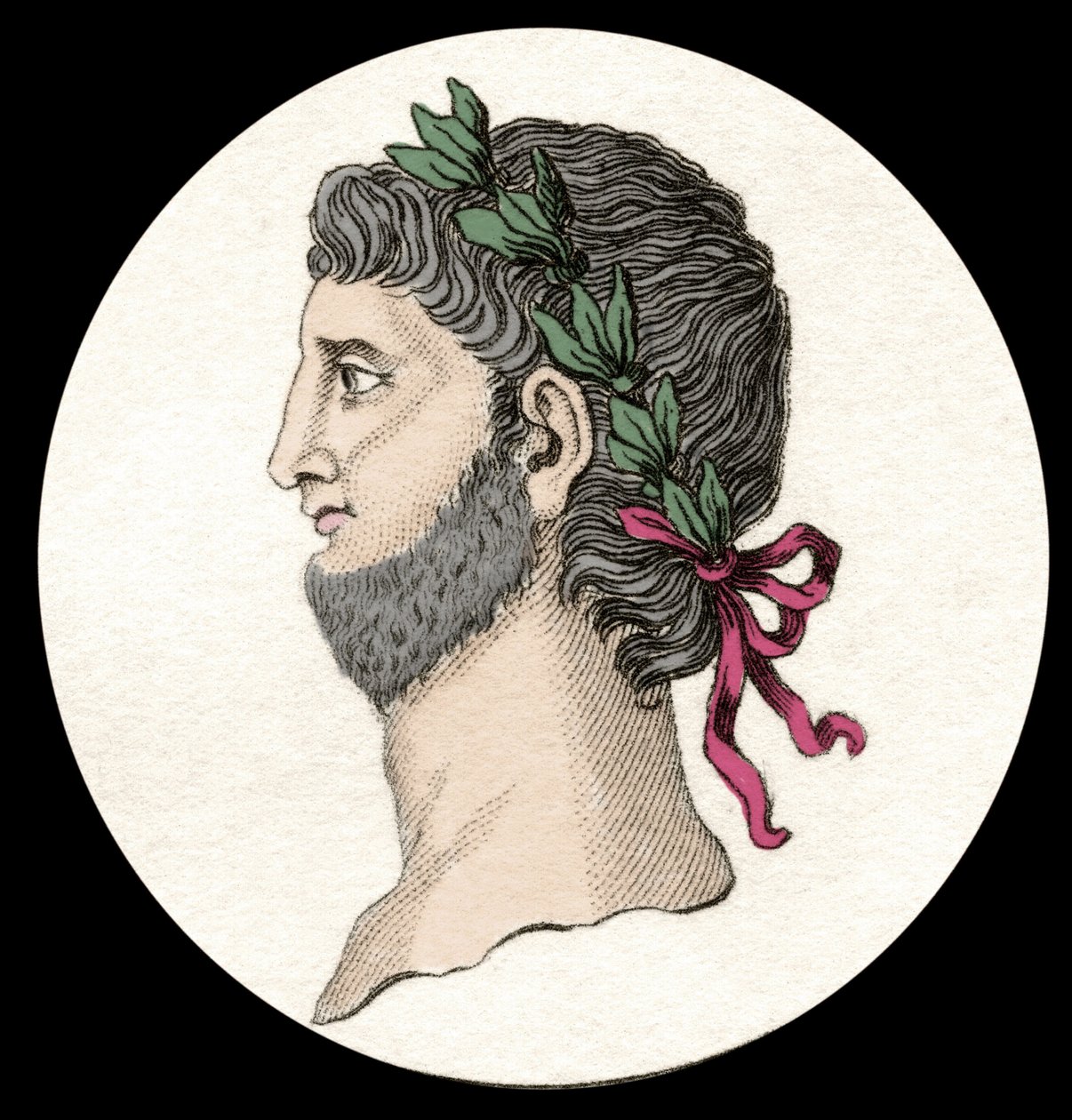 Portrait de Néron Claude César Auguste Germanicus (37-68 ap. J.-C.), empereur romain. Gravure du 19ème siècle - Unknown artist