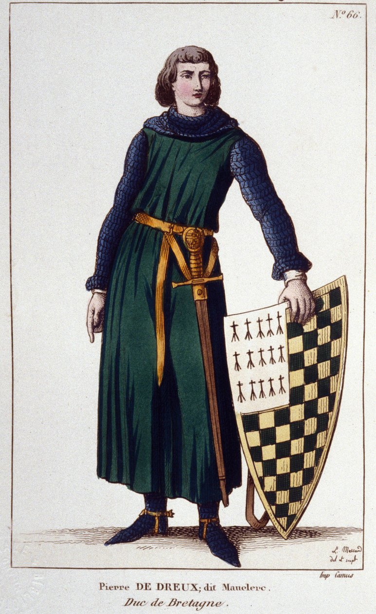Portrait de Pierre de Dreux, dit Mauclerc, duc en 1213. Gravure de 1830. - Unknown artist