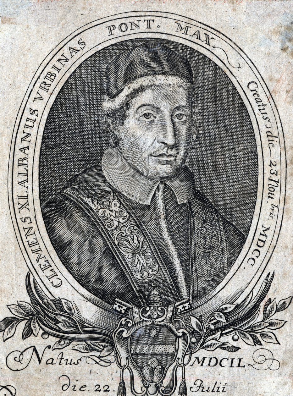 Portrait du pape Clément XI (Gianfrancesco Albani) (1649 - 1721), 241ème pape. Gravure du 18ème siècle - Unknown artist