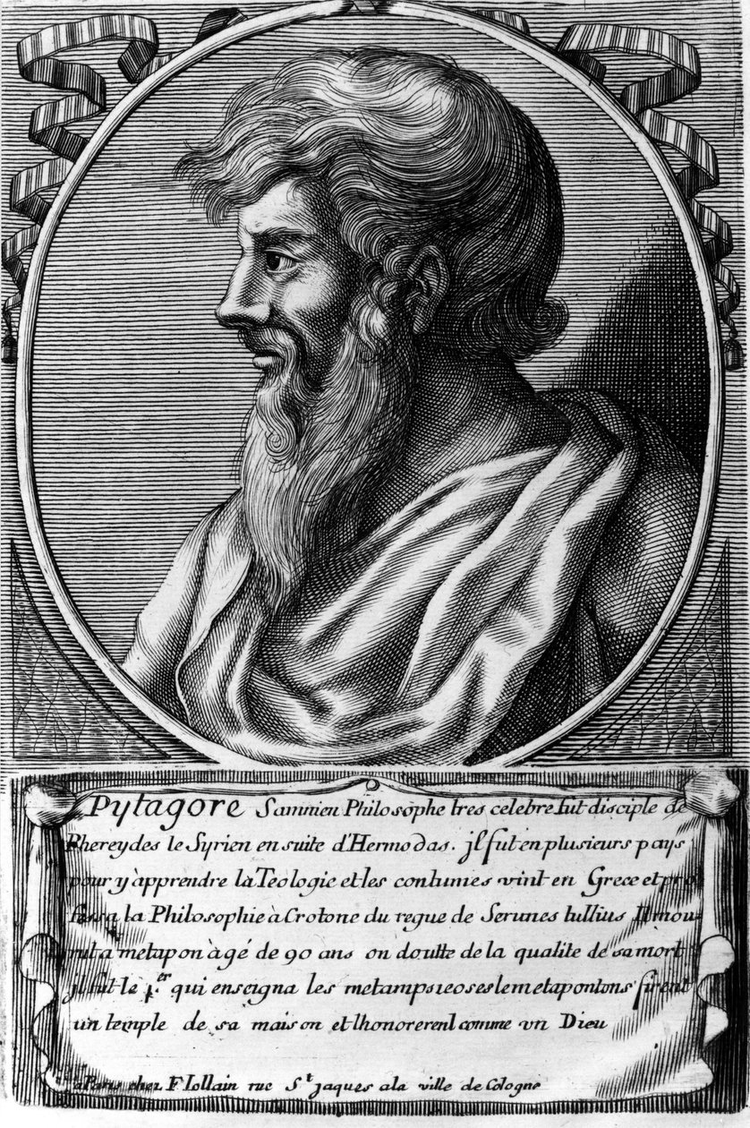 Portrait de Pythagore (ca. 570 - vers 480 av. J.-C.), mathématicien et philosophe grec. Gravure du XVIIIe siècle - Unknown artist