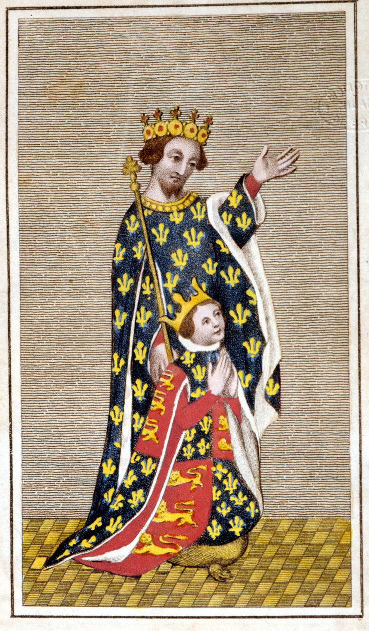 Portrait de Richard III (1452 - 1485) enfant et de son père Richard de York. Gravure de la fin du 18ème siècle. Biblioteca di Brera, Milan - Unknown artist