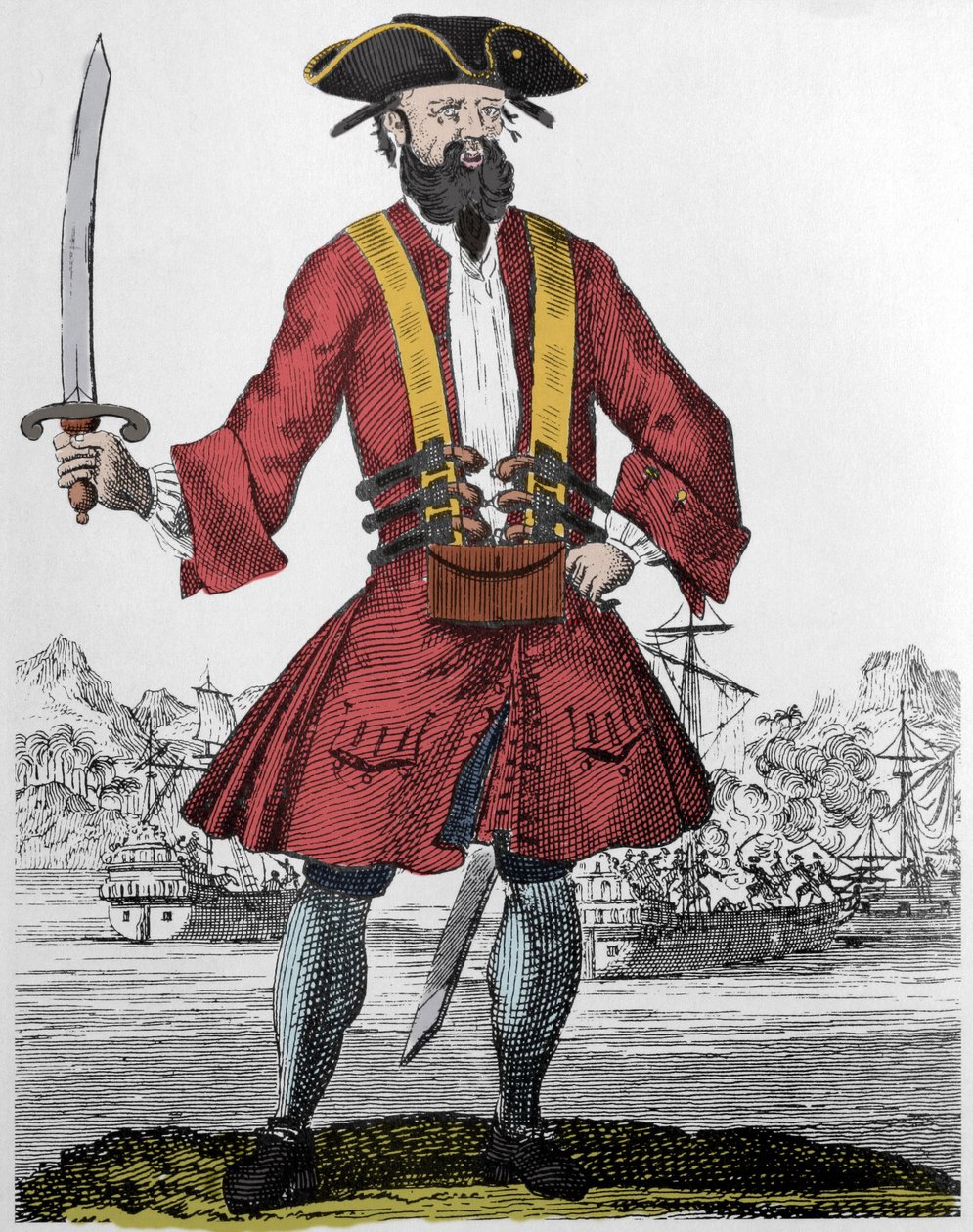 Portrait du pirate Edward Teach dit Barbenoire (Barbe Noire) - Unknown artist