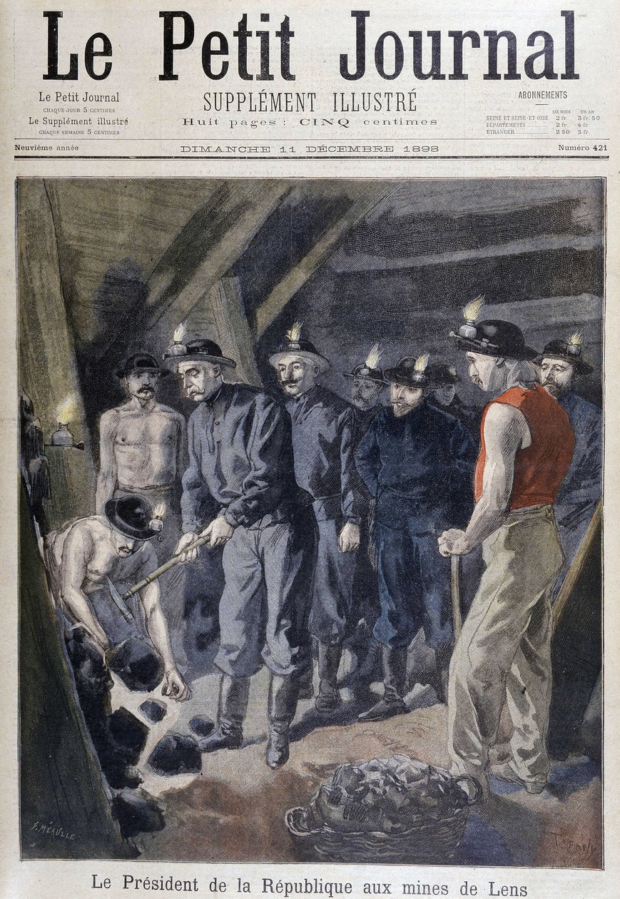 Le président de la République Jean Casimir-Perier entouré de mineurs aux mines de Lens, "Le petit journal" du 11 décembre - Unknown artist