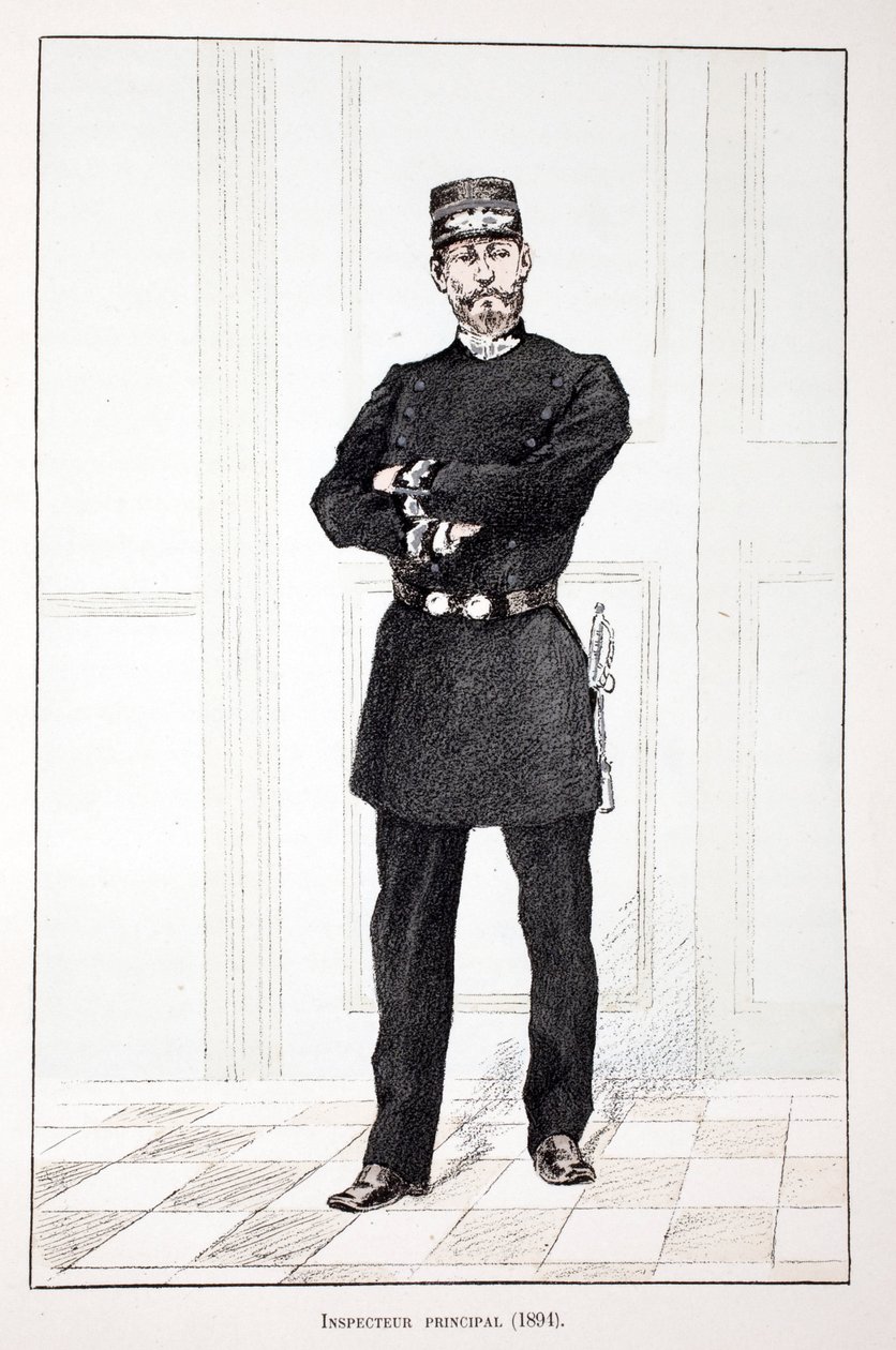 Inspecteur principal (1894). Eau-forte en couleurs pour illustrer "Histoire du corps des gardiens de la paix" - Unknown artist