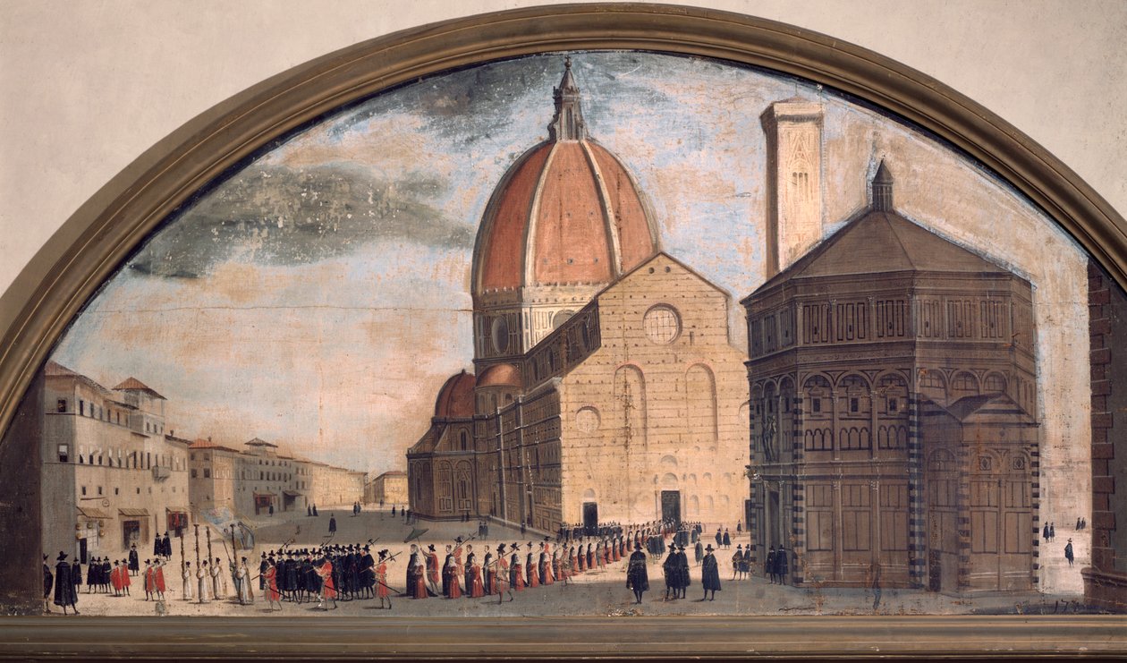 Procession sur la place de la cathédrale Santa Maria del Fiore, Florence (vers 1650) - Unknown artist