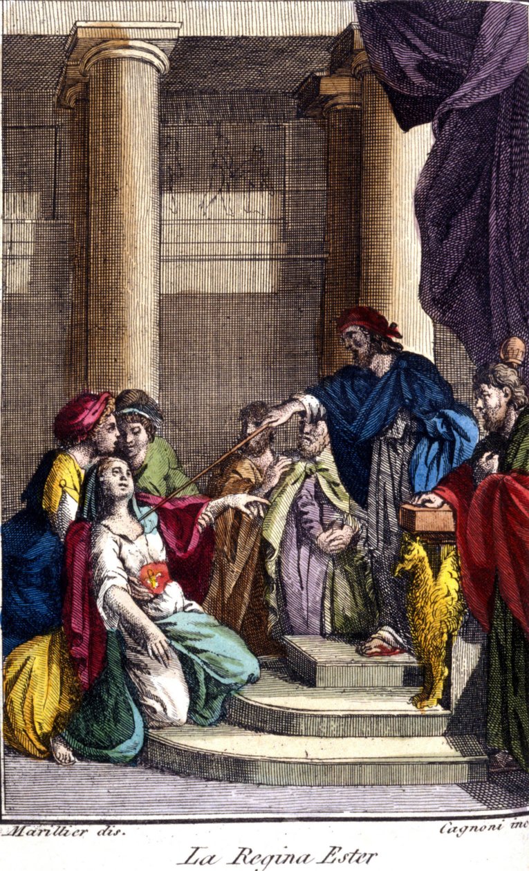 Reine Esther. Gravure du 18ème siècle. - Unknown artist