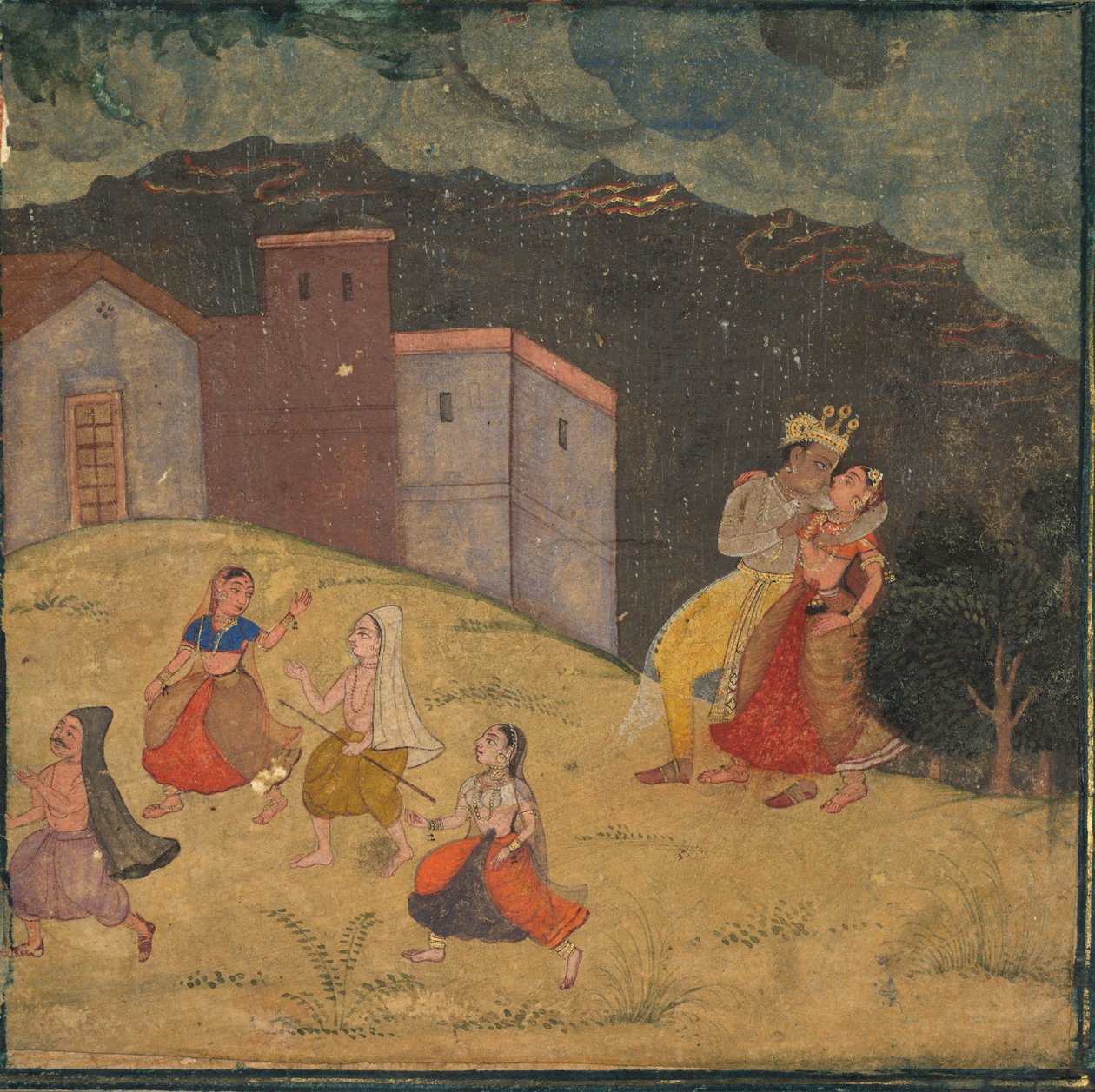Radha et Krishna pris dans une tempête - Unknown artist