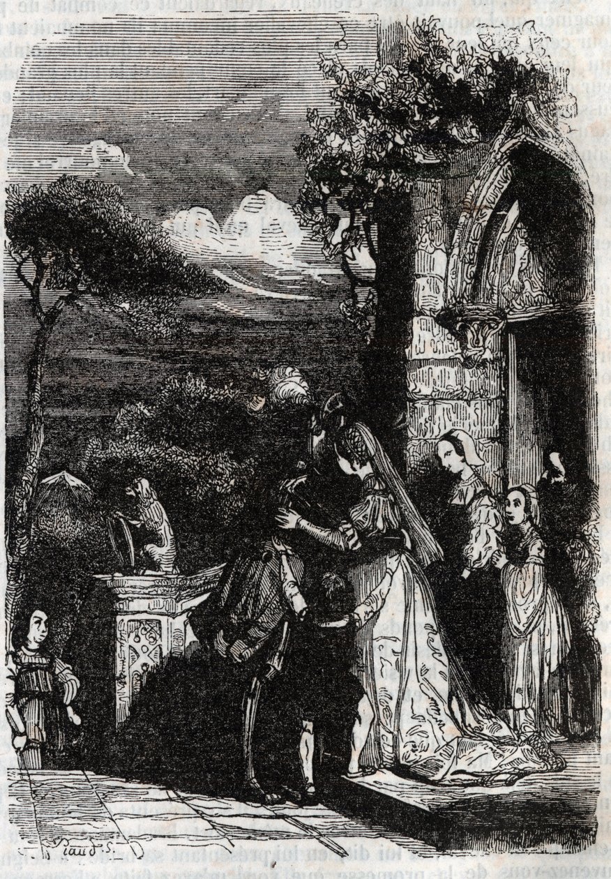 Renaud retournant à sa famille - gravure de 1851 de « Roland furieux » - Unknown artist