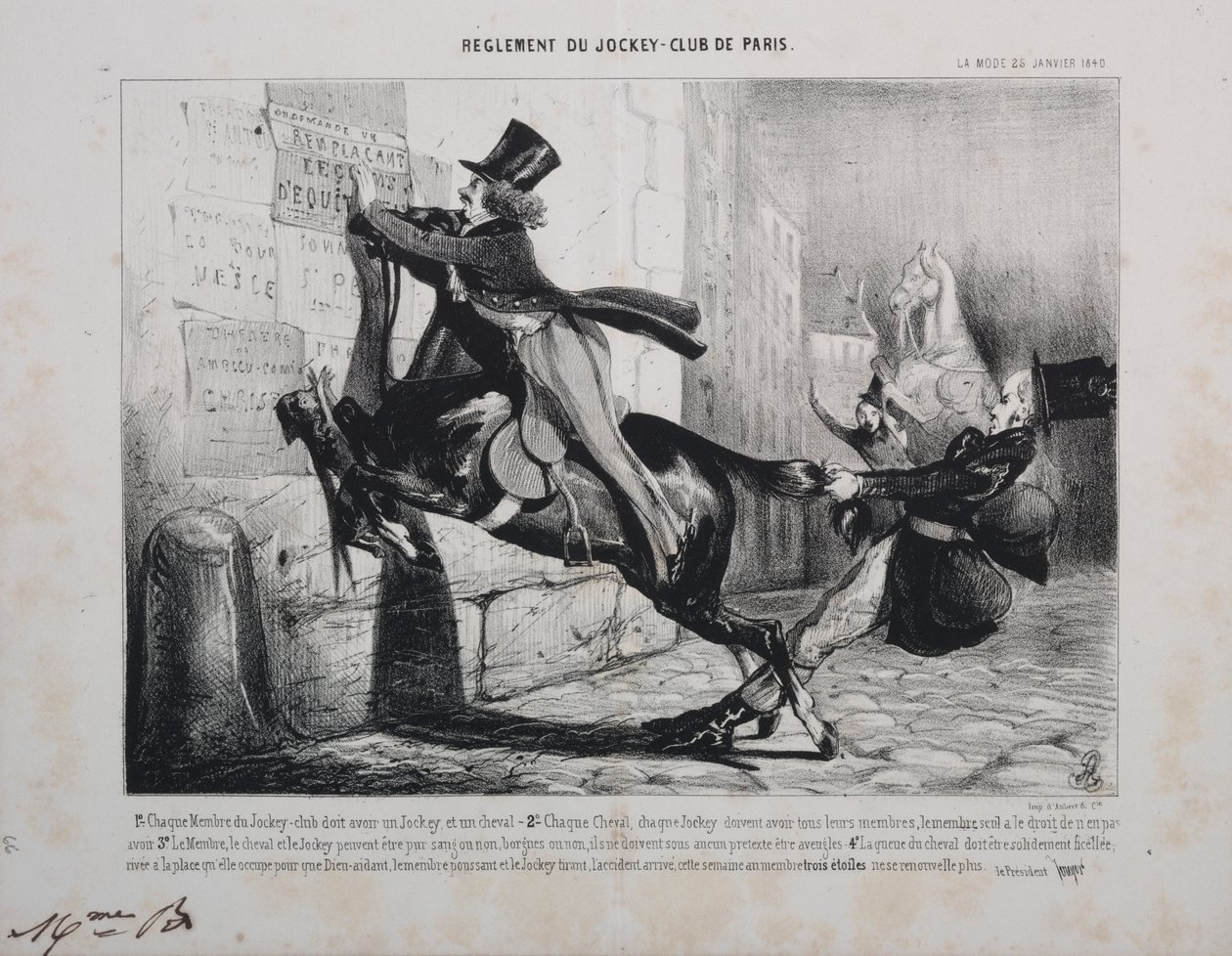 Règlement du Jockey Club de Paris: Chaque membre du Jockey Club doit avoir un jockey, et un cheval... - Unknown artist