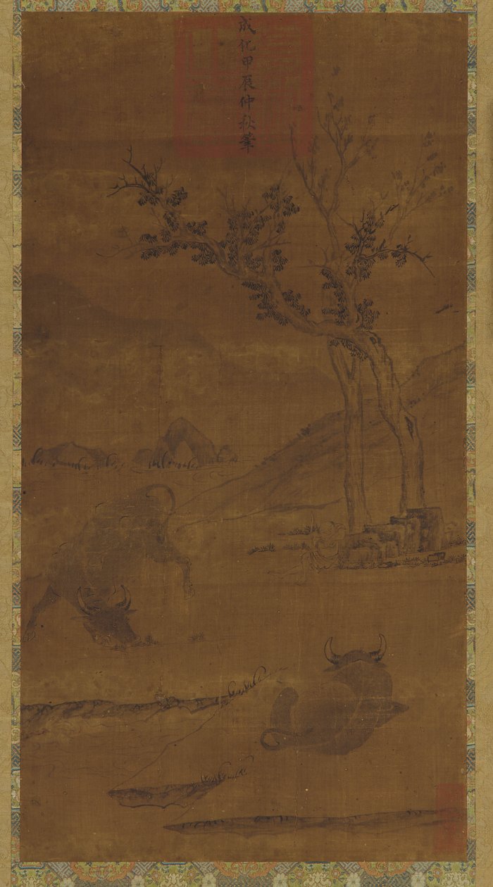 Paysage fluvial : Deux buffles d