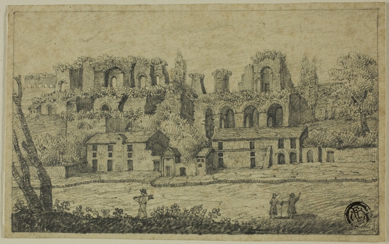 Paysage fluvial avec ruines romaines - Unknown artist