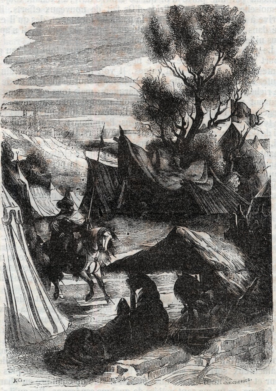 Roland dans le camp sarrasin - gravure de 1851 de « Roland furieux » - Unknown artist