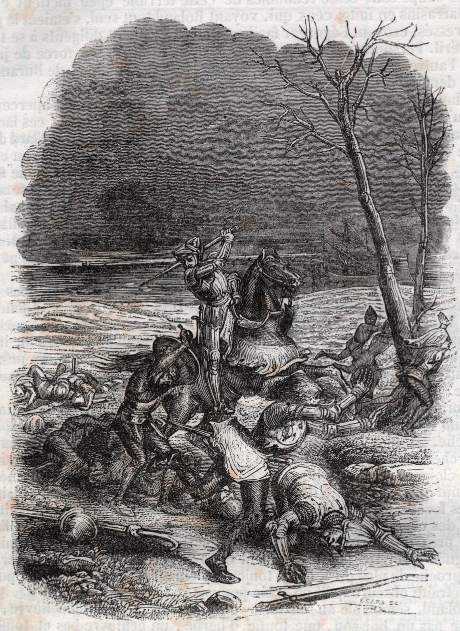 Roland massacre le peuple de Cymosque - gravure de 1851 de « Roland furieux » - Unknown artist