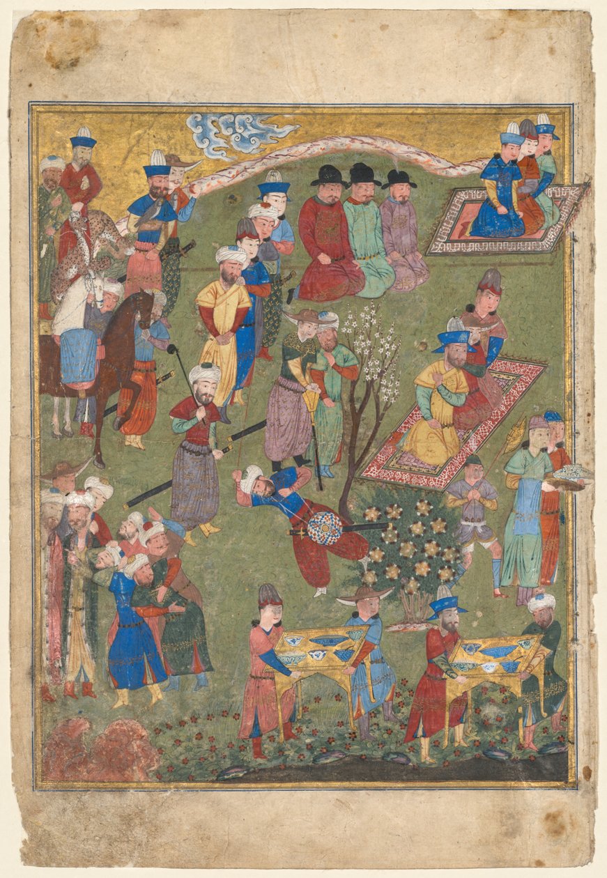 Réception royale dans un paysage, folio gauche du double frontispice d
