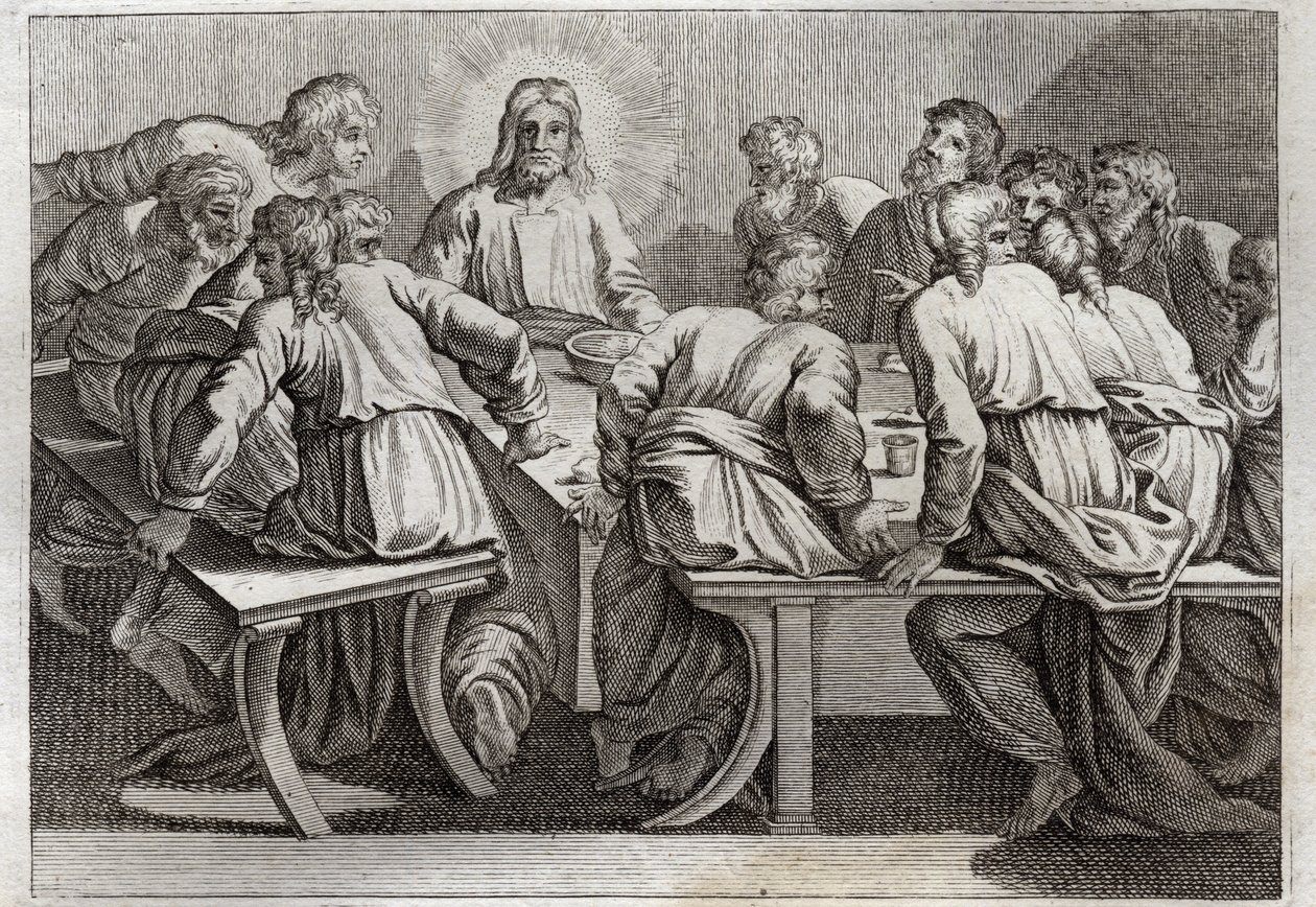 Bible de Royaumont, Nouveau Testament : La Cène. Illustration de 1811. - Unknown artist