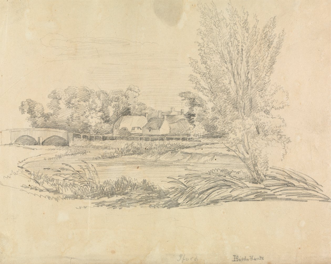 Paysage rural avec pont et cottages - Unknown artist