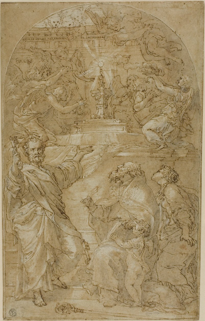 Saint Pierre, Saint Augustin et une Sainte en Adoration de l
