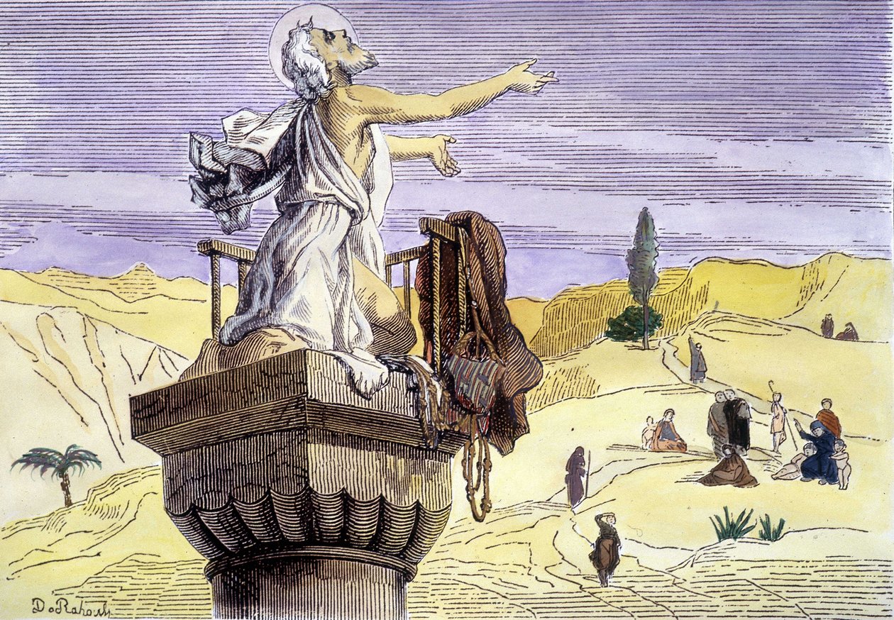 Saint Siméon le stylite prêchant sur une colonne - Unknown artist