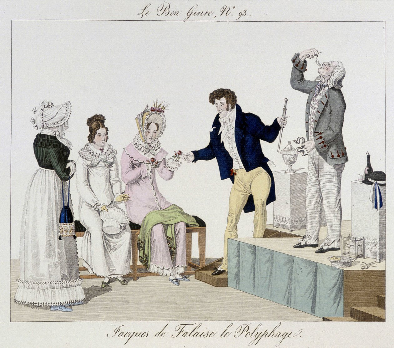 Saltimbanque : Jacques de Falaise le polyphage (il avale tout, animaux vivants...) - dans « Le bon genre », début du 19e siècle - Unknown artist