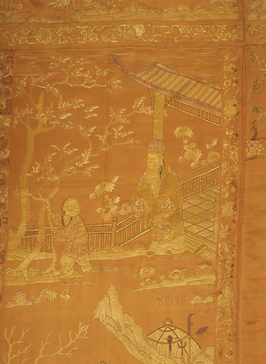 Satin, brodé en forme de grande tenture - Unknown artist