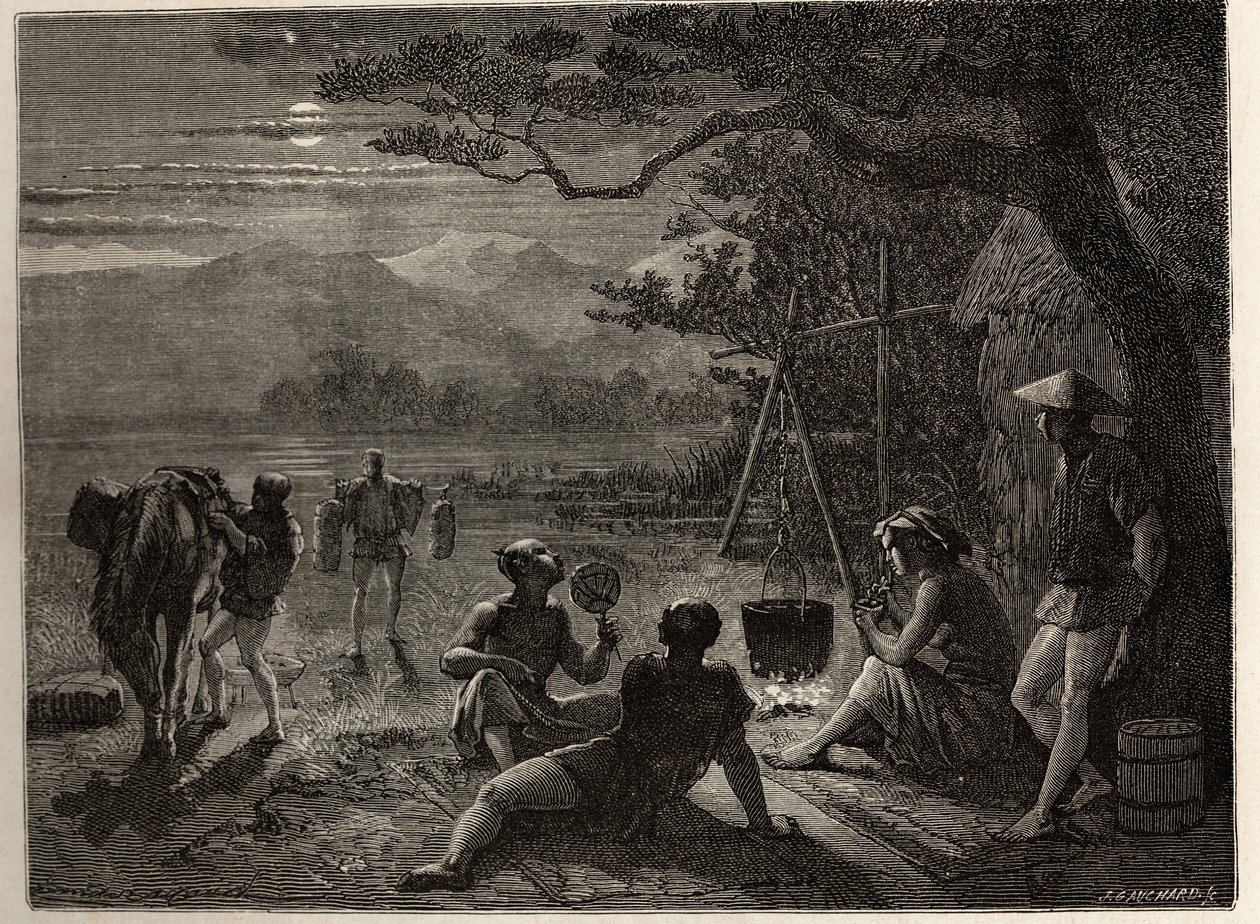 Scène de repos à la campagne, au clair de lune - Unknown artist