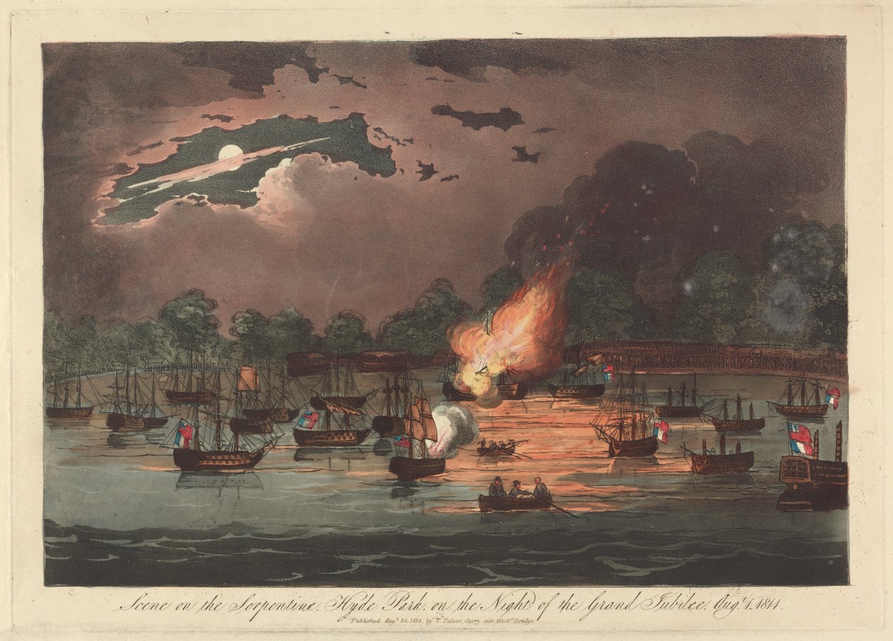 Scène sur la Serpentine, Hyde Park la Nuit du Grand Jubilé, 1 août 1814 - Unknown artist