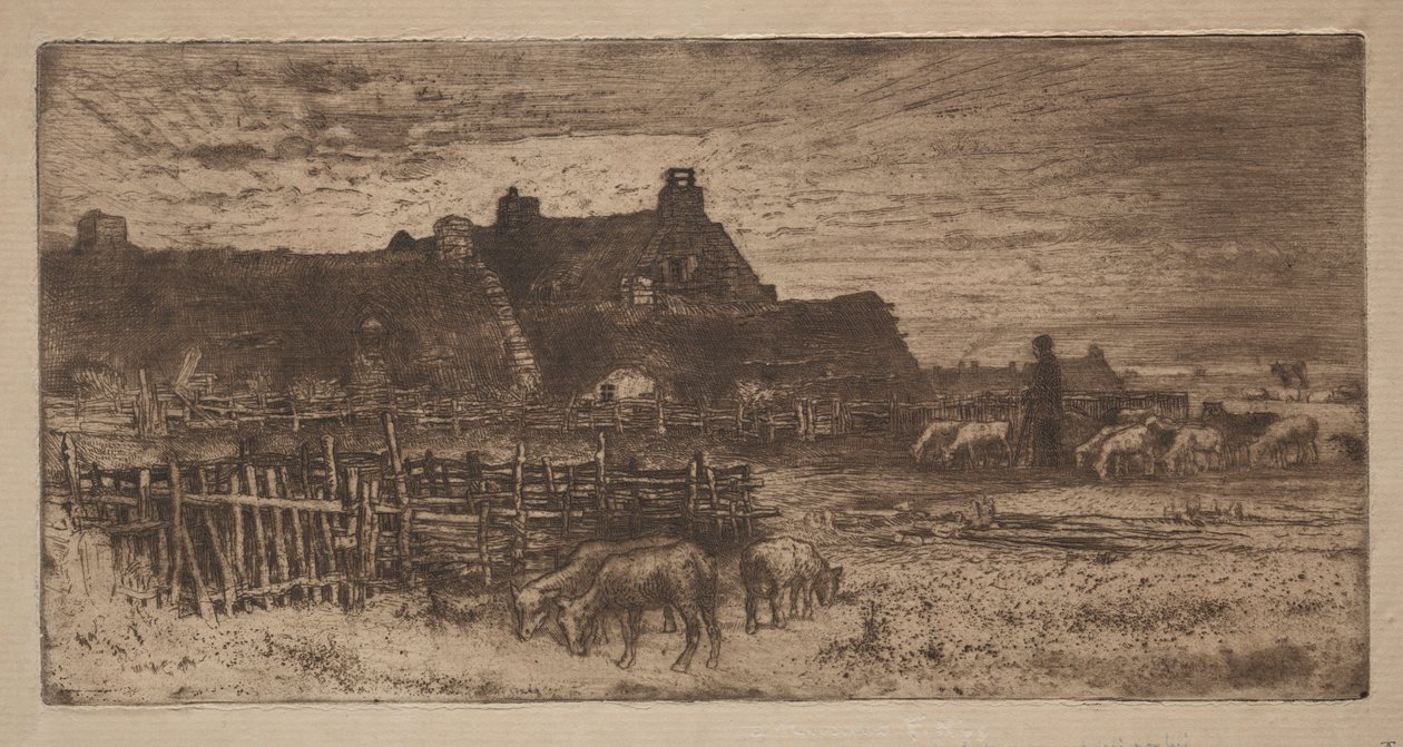 Bergerie : Coucher de soleil - Unknown artist